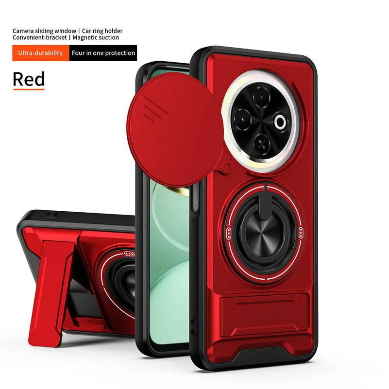 Versatile 2-in-1 Ring Grip with Built-in Magnetic Car Holder and Lens Protective Cover
