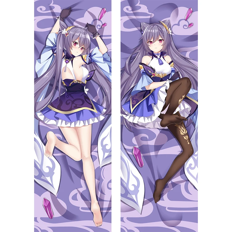 

2WAY Genshin Impact Keqing Ning Guang Lumine Dakimakura 59 дюймов мультяшная подушка для постельного белья чехол Cute Moegirl обнимающая наволочка для тела