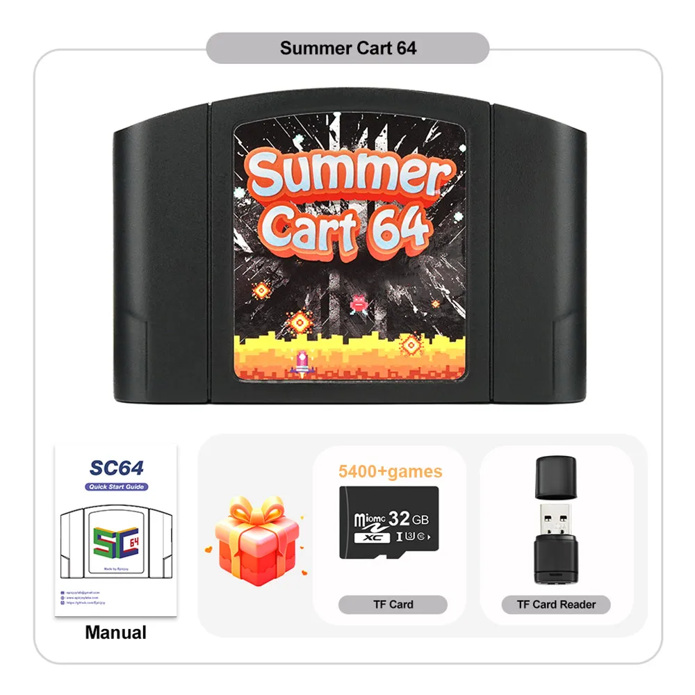 Ed64 Plus Game N64 Sd Card Adapter SummerCart64 Game Card For