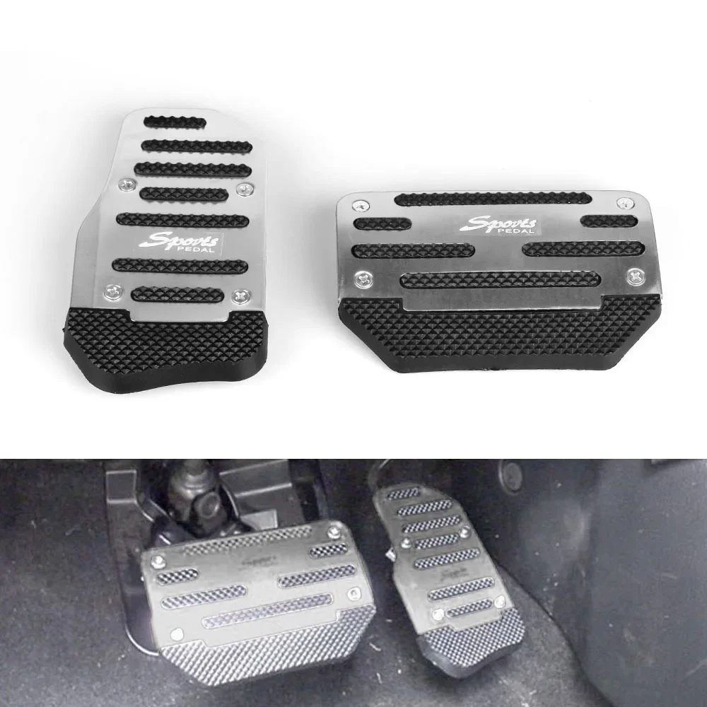 2 Stück/Set Universelle rutschfeste Aluminium-Pedalabdeckungen für Automatikgetriebe, Brems- und Gaspedal – Detail 10