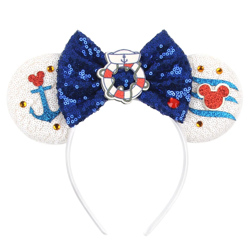 

2023 Cute Disney 3.3" Mouse Ears Headband For Children Bling 5" Bow Hairband DIY Festival Party Hair Accessories Boutique