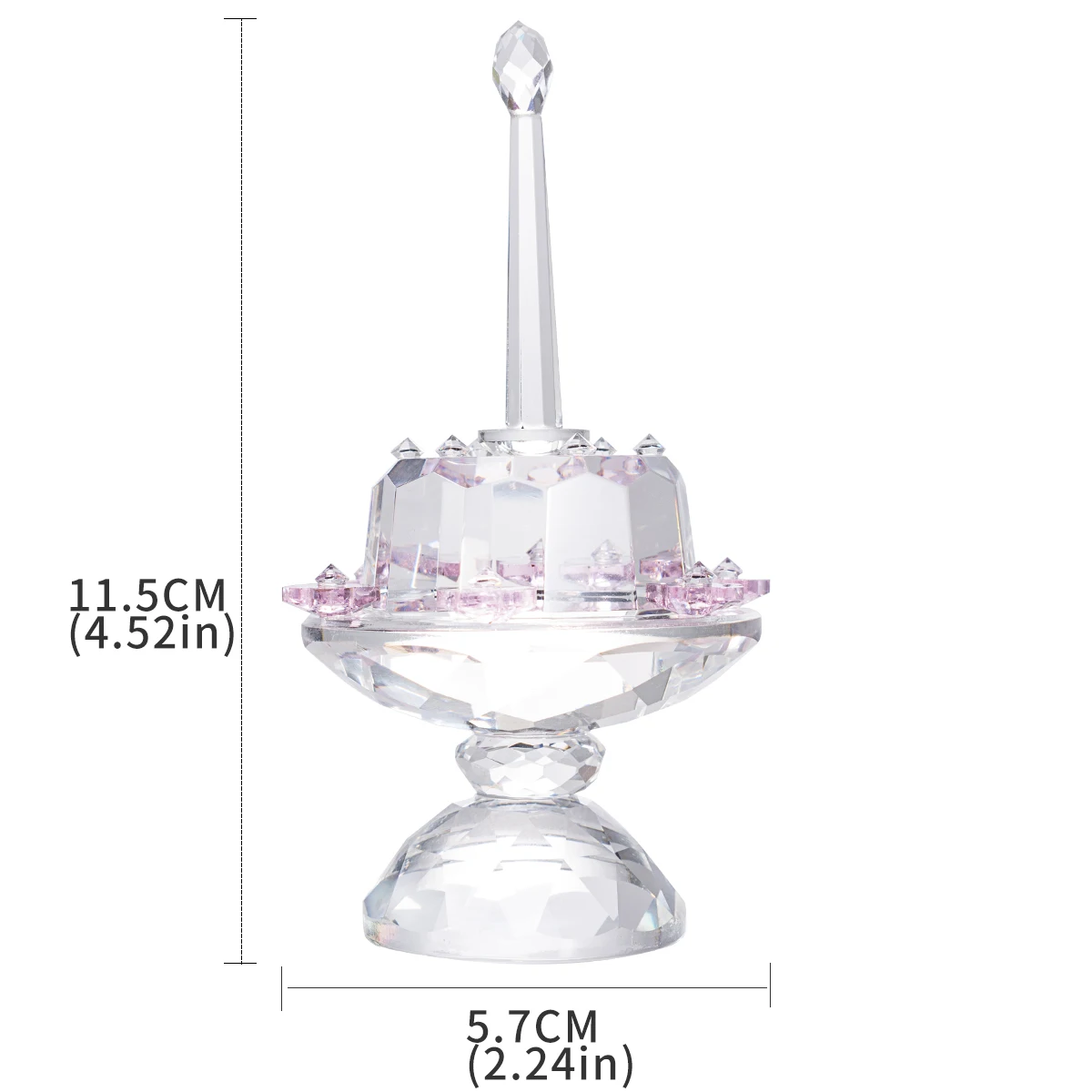 

Crystal Birthday Cake with Long Candle Exquisite Craft Fancy Ornament House Decor Birthday/New Year/Christmas Gift