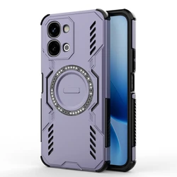 Rugged Hollow Heat Dissipation Armor Phone Case with Magnetic Shockproof Cover for VIVO Y11d 4G (PURPLE)