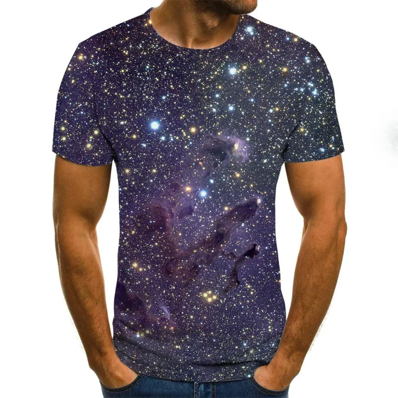 

Summer Men's Printed Starry Sky 3D Pattern 2023 Fashion Casual Short Sleeve Round Neck Hip Hop Top T-shirt Clothing