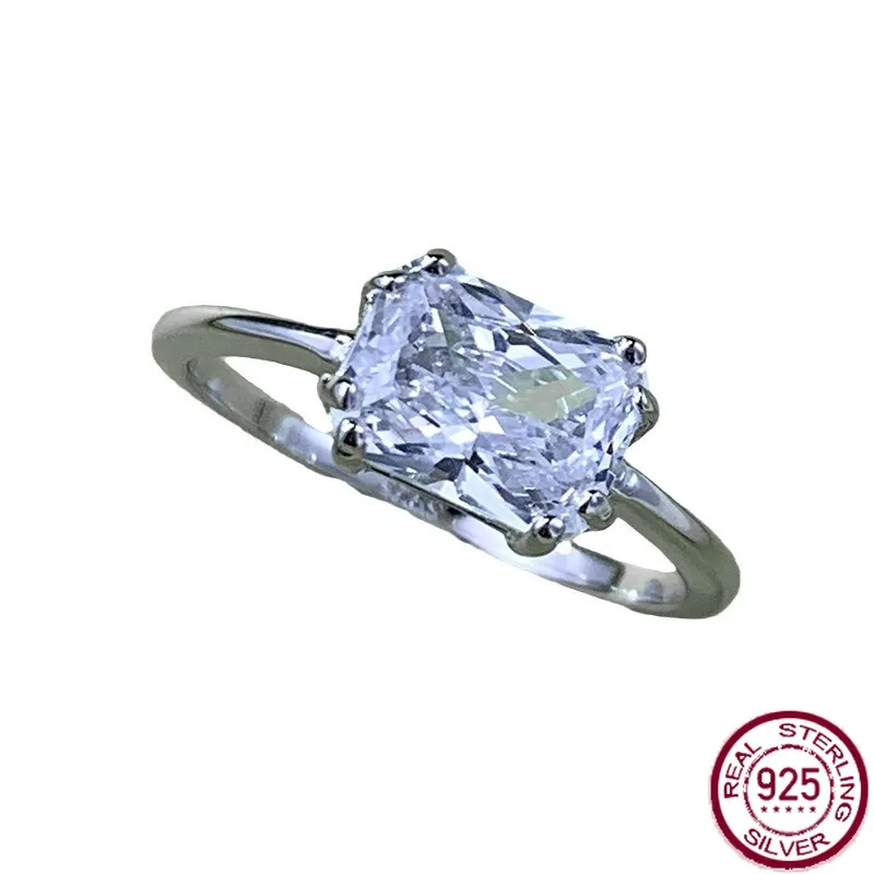 

Кольцо из серебра S925 пробы, 6*8, квадратный вырез, искусственное высокое качество, простое и модное Универсальное кольцо, ювелирные изделия для женщин