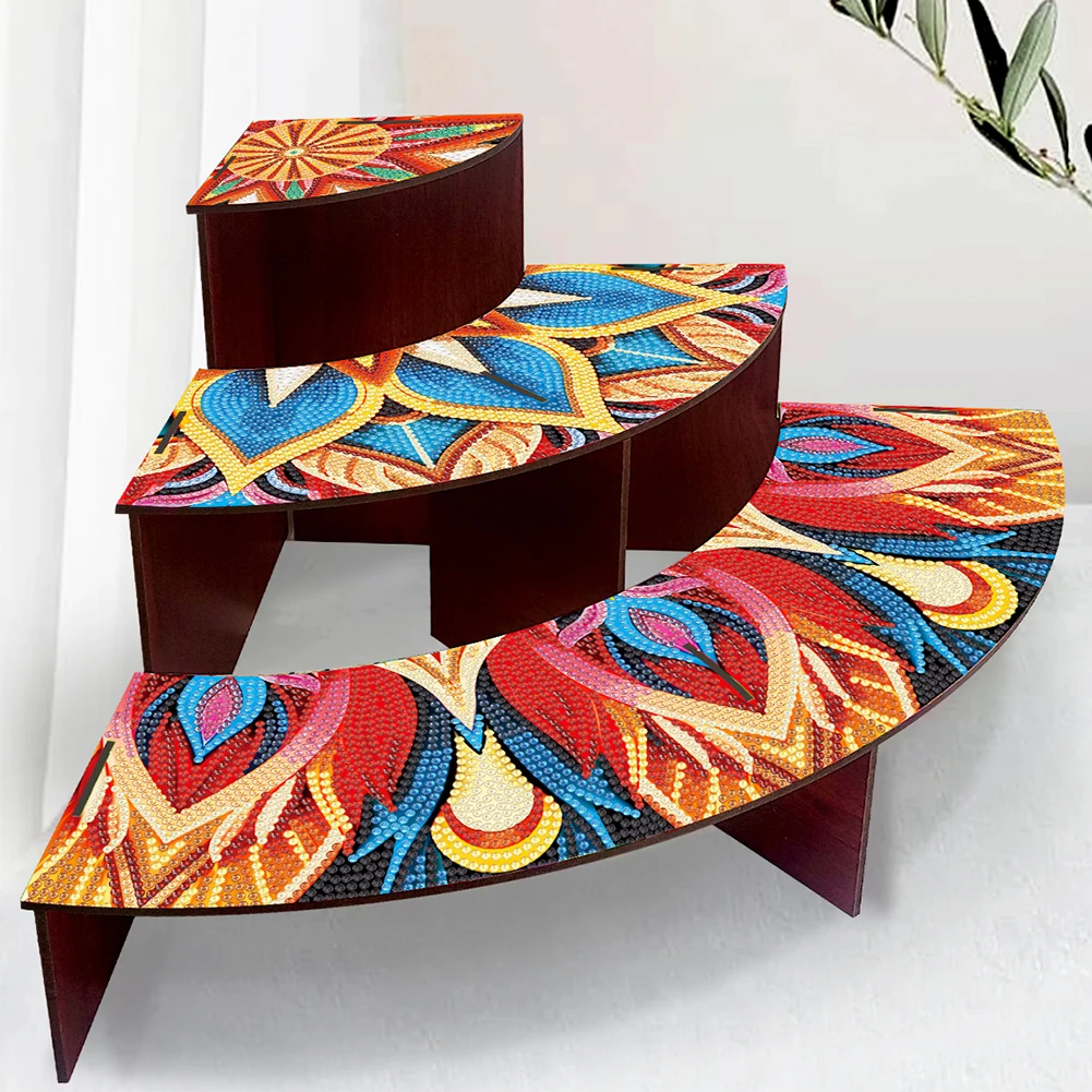 3 Tier Wood Flowers DIY Diamond Painting Storage Holder for Home Study Office