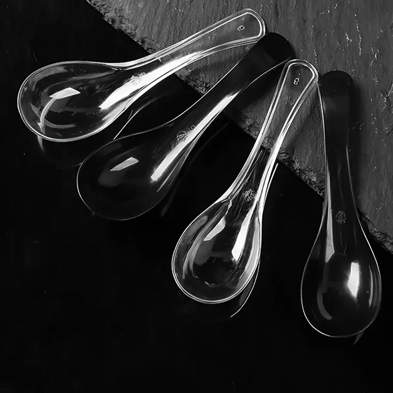 100Pcs Home Kitchen Clear Plastic Disposable Soup Spoons Tool for Jelly Ice Cream Dessert Appetizer