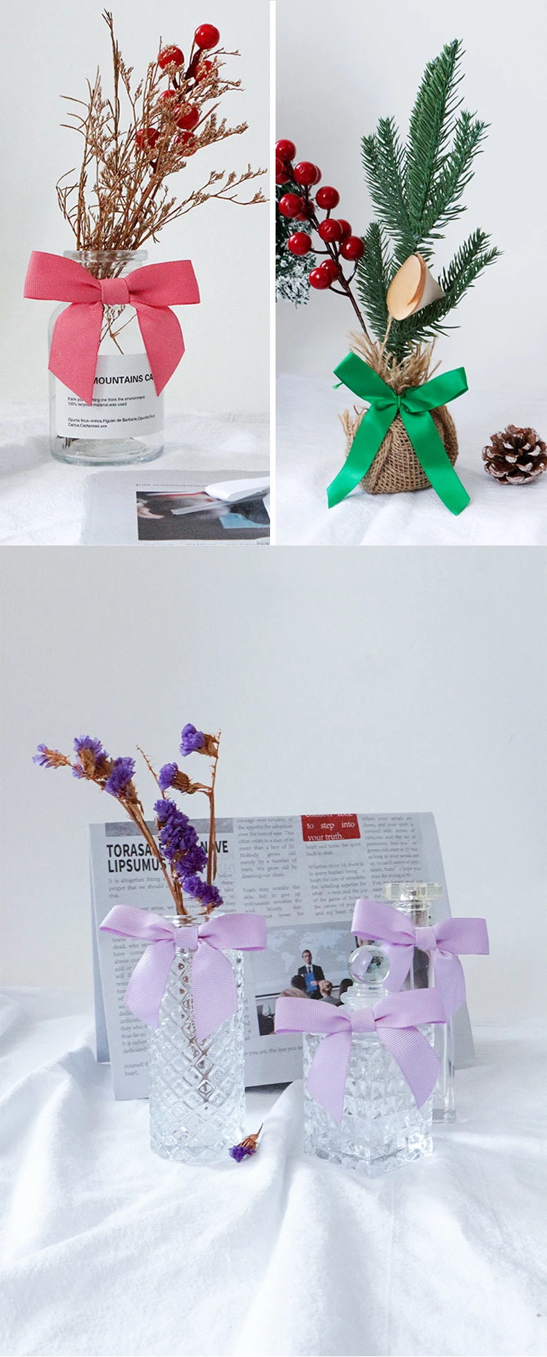 Description Picture 4 of item30pcs Ribbon Bow For Christmas Tree Christmas Wreath Gift Wine bottle Baking Decoration Presents Packaing Gift Basket Decor