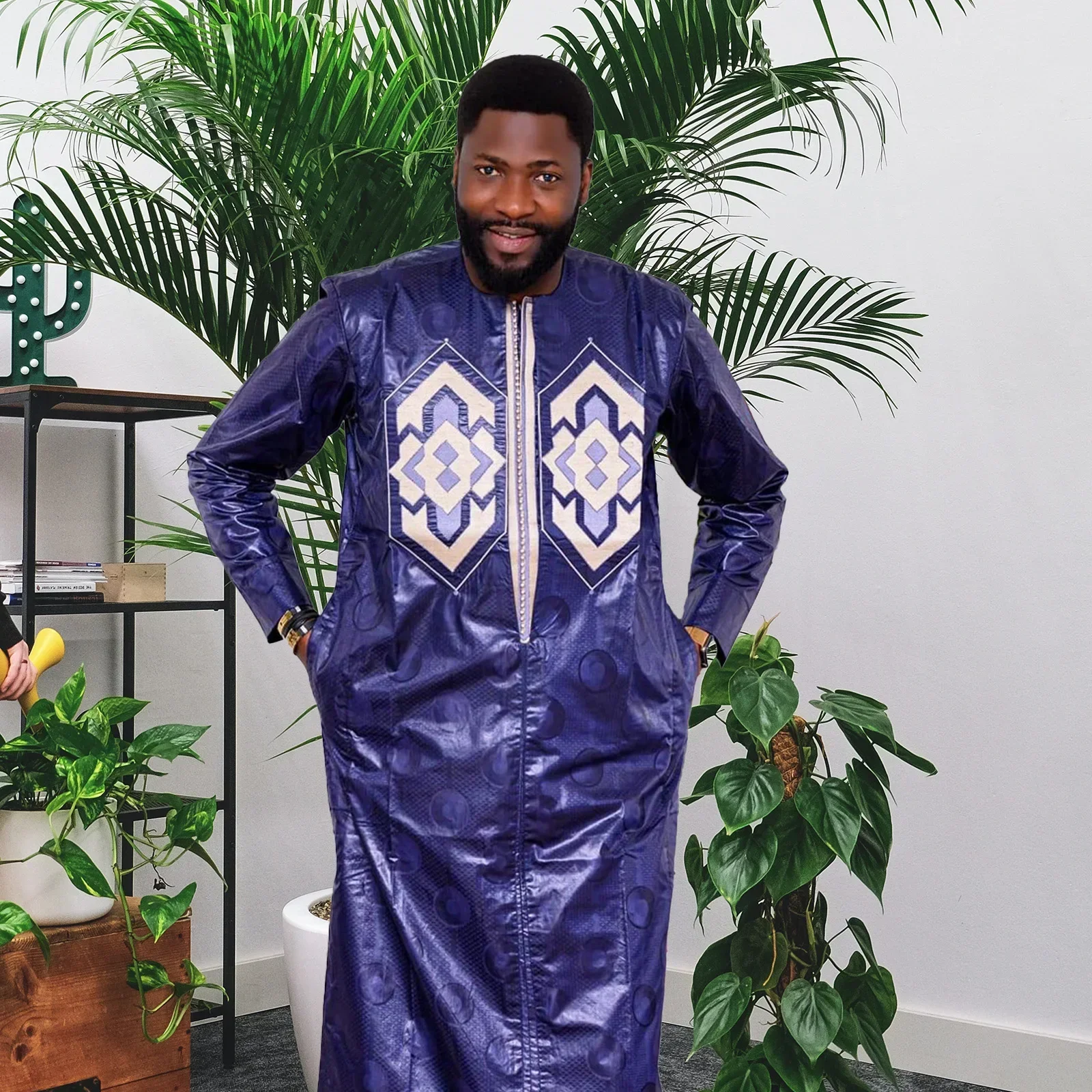 African Dress Kaftan Dress African Men Set African Clothes For Man Bazin Riche Embroidery Design Top Long Sleeve 2 Piece Set