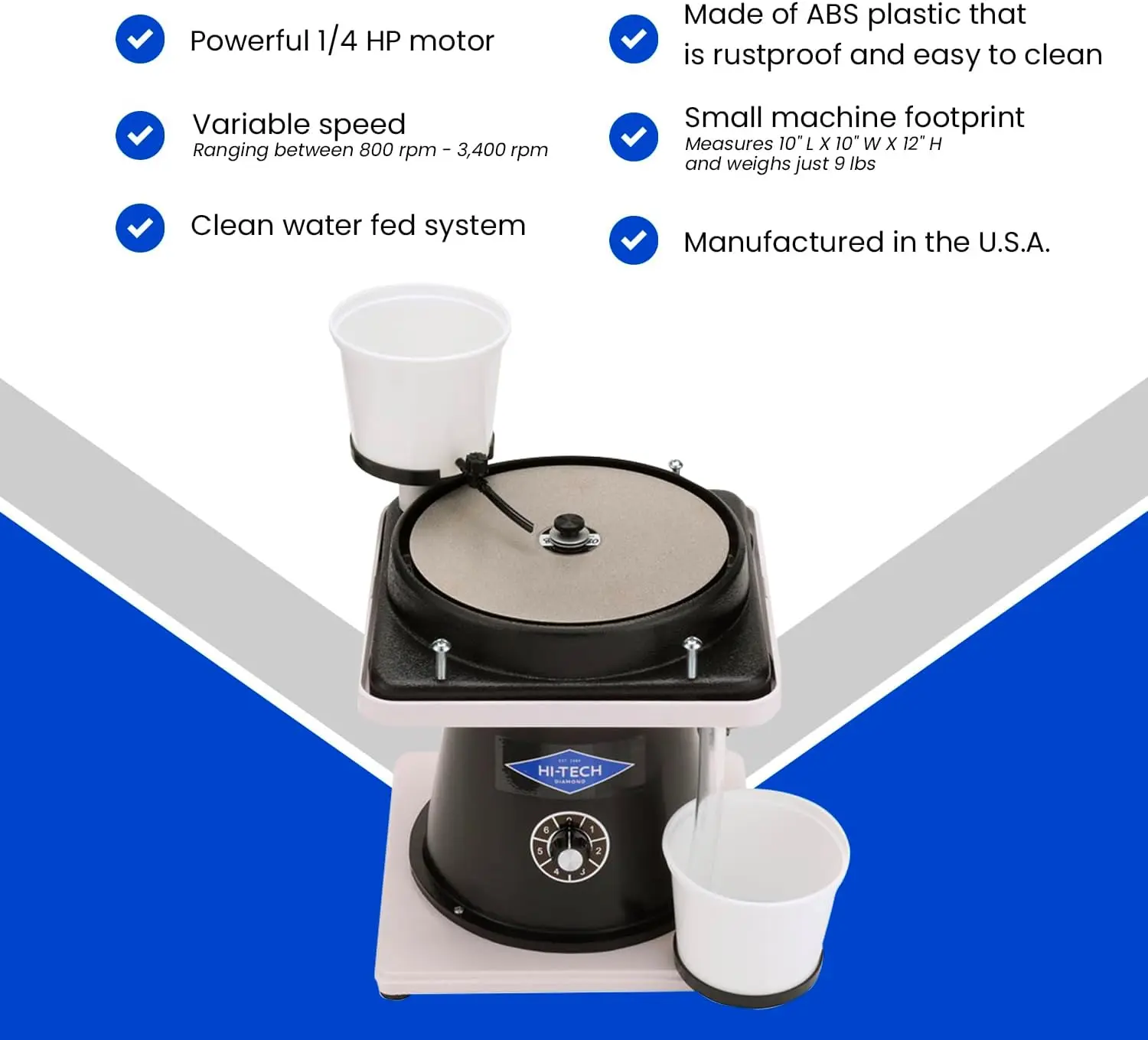 8" Lapidary Equipment Stone & Mineral Rock Polisher Grinder Shaper Machine with Variable Speed Motor