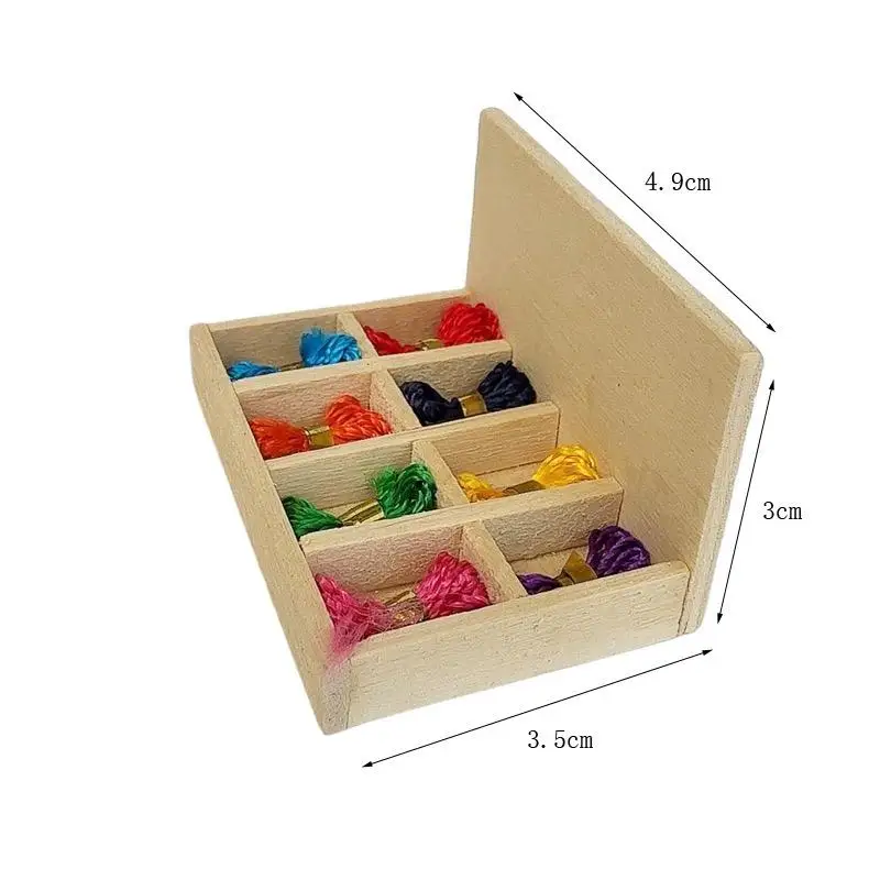 DIY 1:12 Dollhouse Toy Miniature Tailor Shop Model Scene Accessories Storage Box And 15 Yarn Curling Yarn Set Kids Pretend Toys
