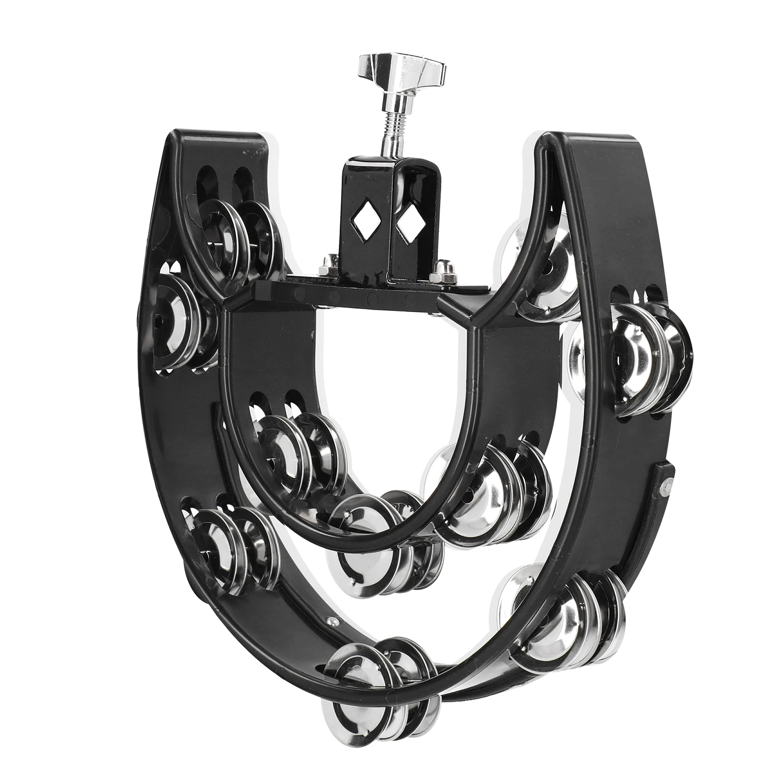 Hand Tambourine Hi Hat Tambourine Drum Set Multifunctional Hand Bell Rattle Loose Double Row Bells KTV Musical Instrument