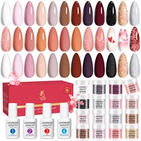 20pcs Dip Powder Nail Kit with 16 Brown Pink Colors Air Dry Dipping Powder and Dip Liquid Set for Nail Art Manicure 1