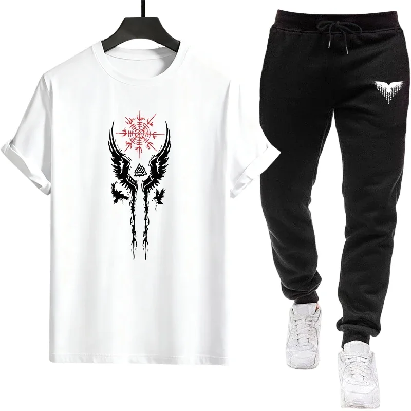 2026 Mens Premium Tracksuit Set Fashion Forward T-Shirt and Joggers with Advanced Moisture Wicking Technology for Summer Comfort