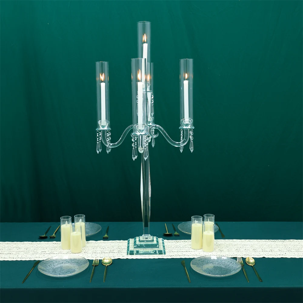 

Свадебное украшение, свадебный подсвечник с западными искусственными блестками, 2 шт., прозрачный фотоподсвечник H41in