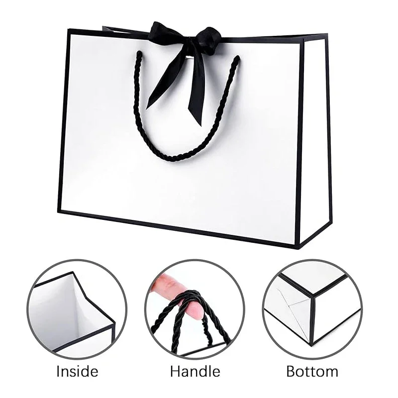 1-100PCS Handheld White Card Paper Bag Gift Handheld Packaging Simple Bag Shopping Paper Wedding Party Gift Packaging organza gift bags,party gift bags
