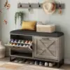 Vabches Shoe Storage Bench with 2 Flip Drawers & Coat Rack Wooden Shoe Cabinet with Padded Seat Cushion for Entryway Furniture 1
