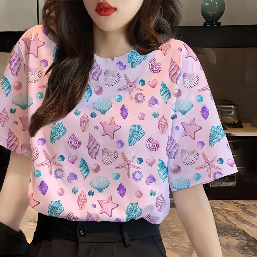 

2024 Summer New Short Sleeve T-shirt Fashion Women's T-shirts Casual O-neck Pullover 3D Female Clothing Top Oversized Streetwear