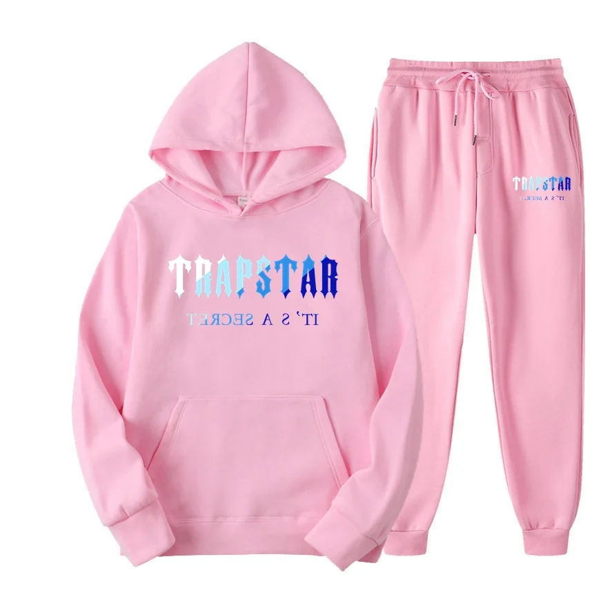Trapstar Tracksuit 2 Pieces Set Unisex Hoodies Fleece Sweatshirt+Pants