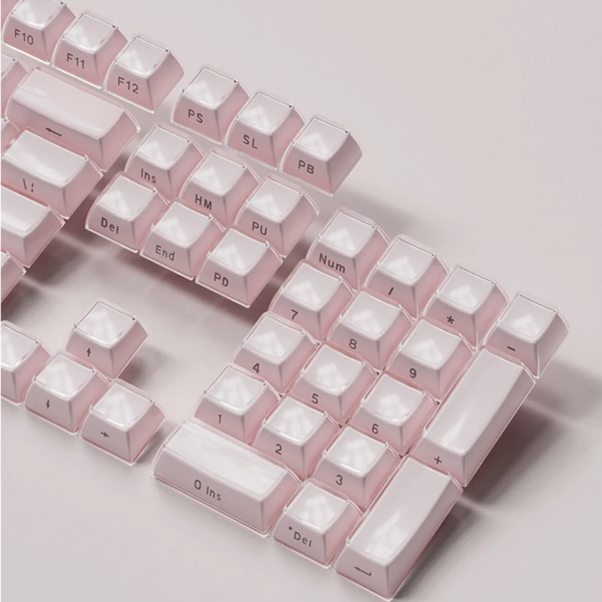 Cor-de-rosa gravado tecla do teclado, cristal, dois