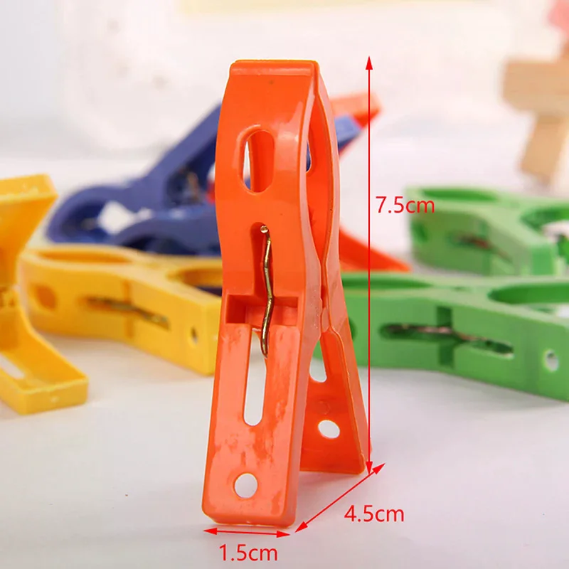 8ps/set Hanger Clips Large Plastic Windproof Beach Towel Clothes Pins Spring Clamp Clothespin Powerful Hot New Cheap