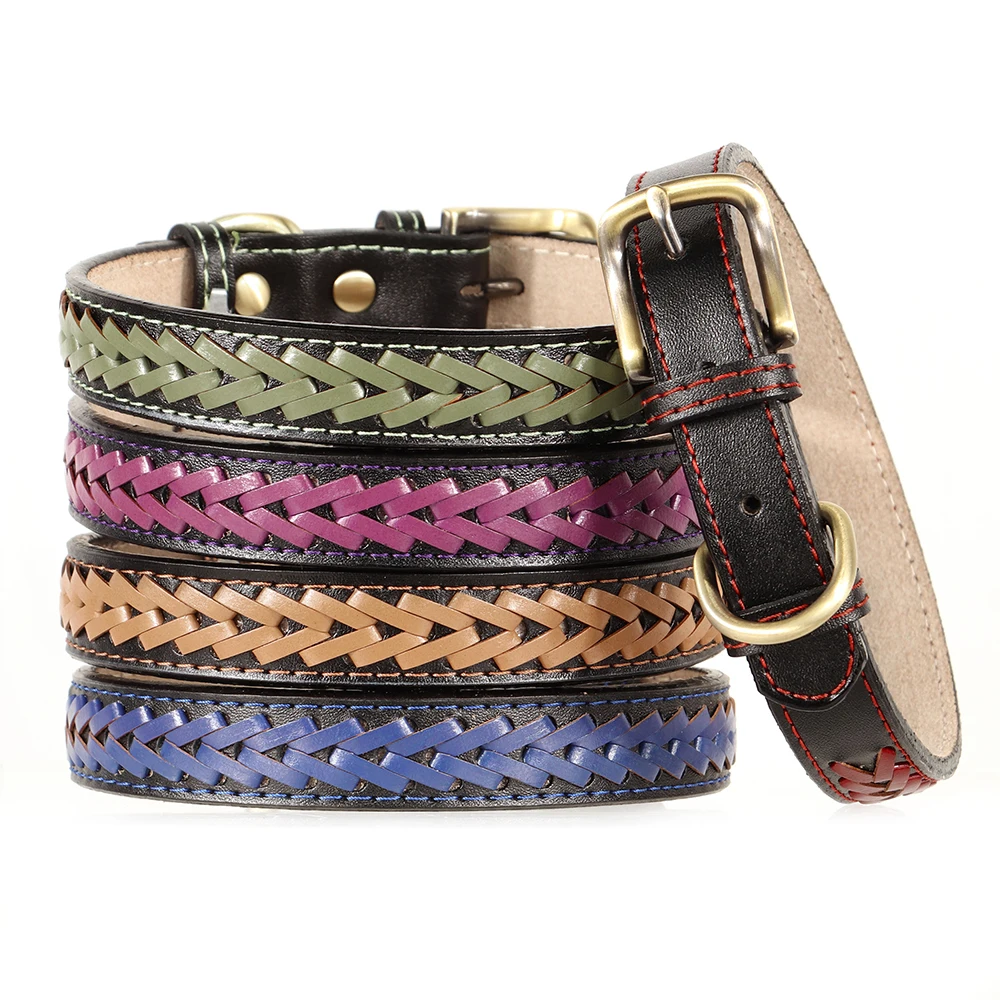 High Quality Leather Dog Braided Durable Pet Collars - PeticaDeals