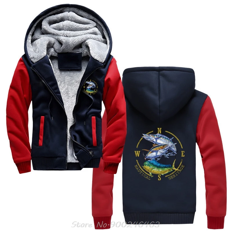 Mahi Mahi Thunfisch Kingfish Nautischen Angeln Angler Geschenk Hoodie Baumwolle Hoody Männer Jacke Zip Up Hoodies Mode Harajuku Winter Mäntel – Detail 2