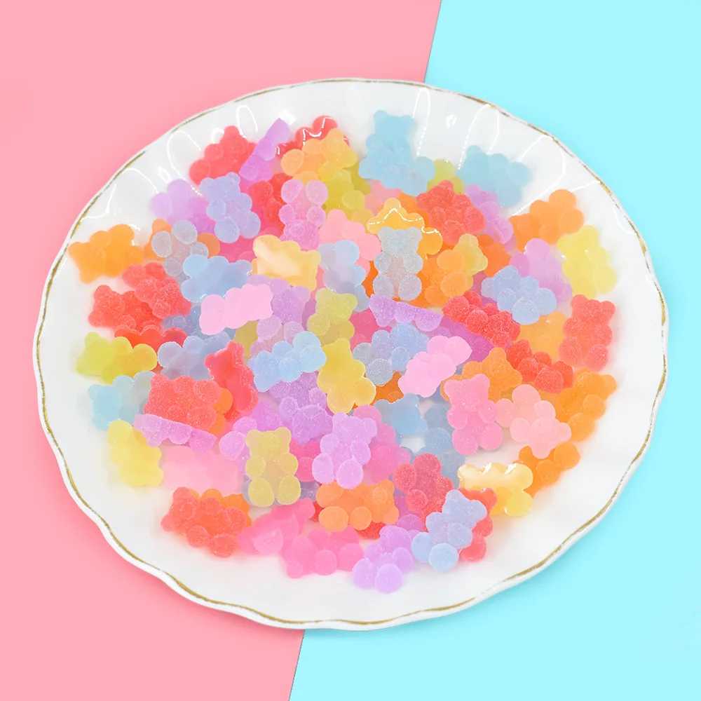 100 Stück Simulation Fudge Donuts Kawaii süße bunte künstliche Harz DIY weiche Süßigkeiten Handwerk Dekoration Zubehör Herz Süßigkeiten – Detail 6