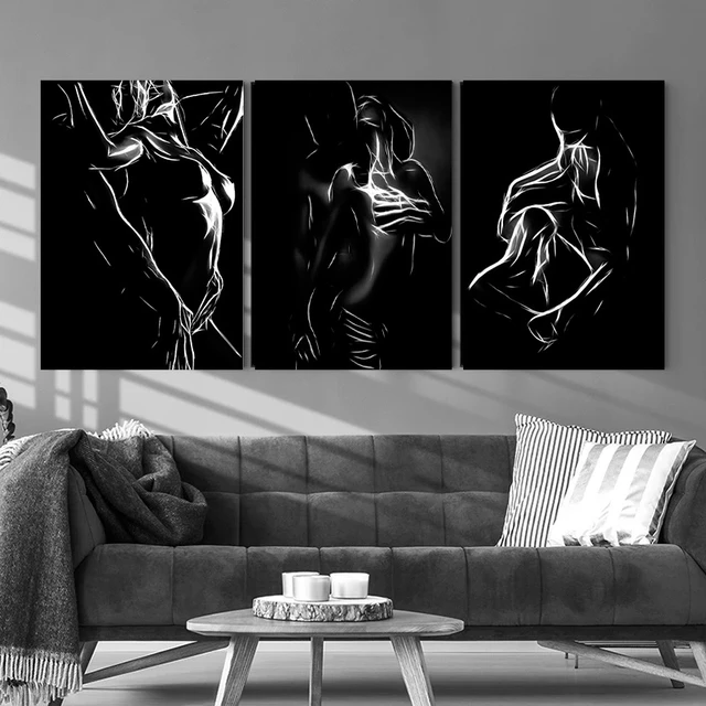 Modern Abstract Black White Profile Sexy Body Art Print Nordic Poster Wall  Art Canvas Painting Wall Pictures Living Room Decor - AliExpress