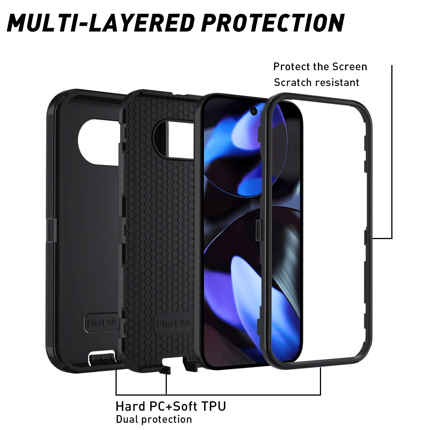 Premium 3-Layer Rugged Armor Protective Case – Heavy Duty Shockproof Cover