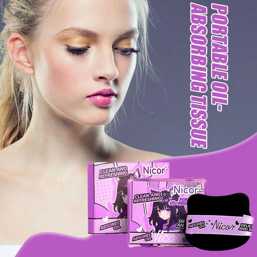 Oil Blotting Sheets with Makeup Puff 100pcs Matting Wipes Care Cleaning Oil-absorbing Control Tools Makeup Skin Paper Face J0J6
