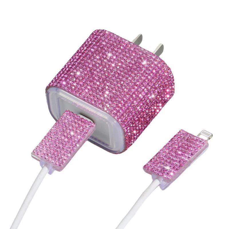 Charger Protector Sleeve Charger Protector Sleeve IPhone 15 14 13 Pro Max 18W 20W Charging Head Protection Glitter Crystal Sticker Protective Cover