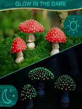  Mini Mushrooms Garden Resin Cute Figurine Ornament Fairy Garden Decor Micro Landscape For Garden Home Decoration Crafts 