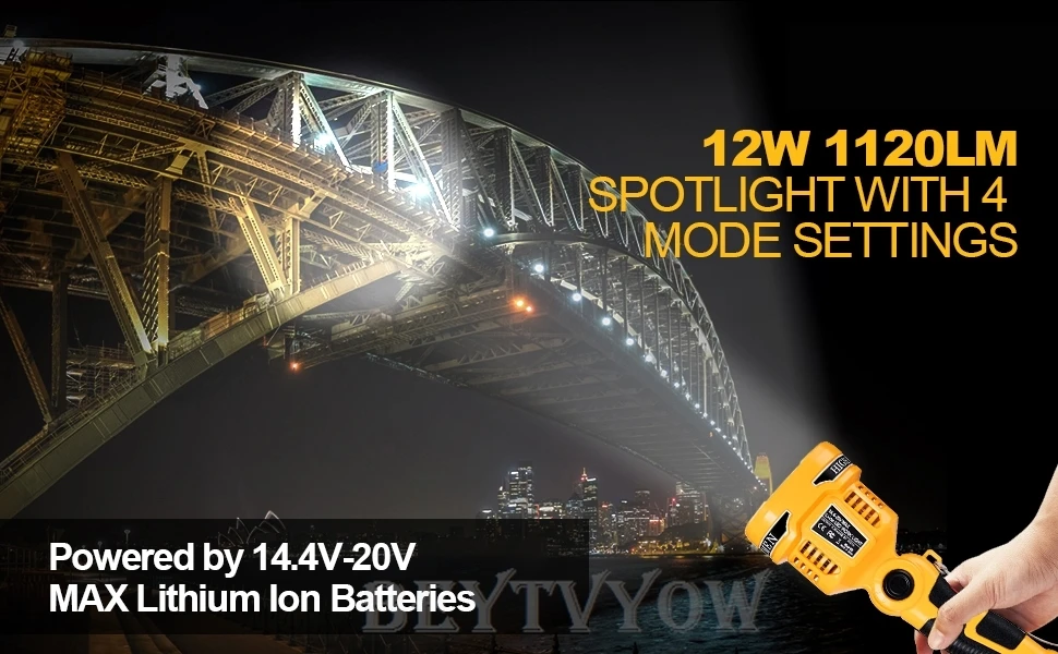 20V Light 12W 1120LM Spotlight Compatible with Dewalt Battery LED Work Light Cor