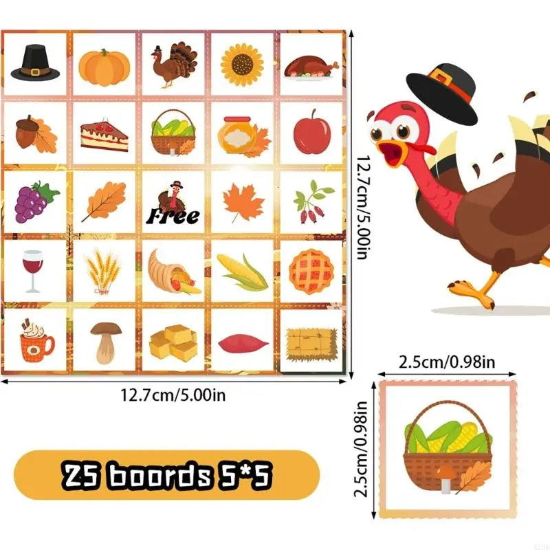 N1HB Festival Thanksgiving Bingo Card Toy Party Game Educational Classroom Activity