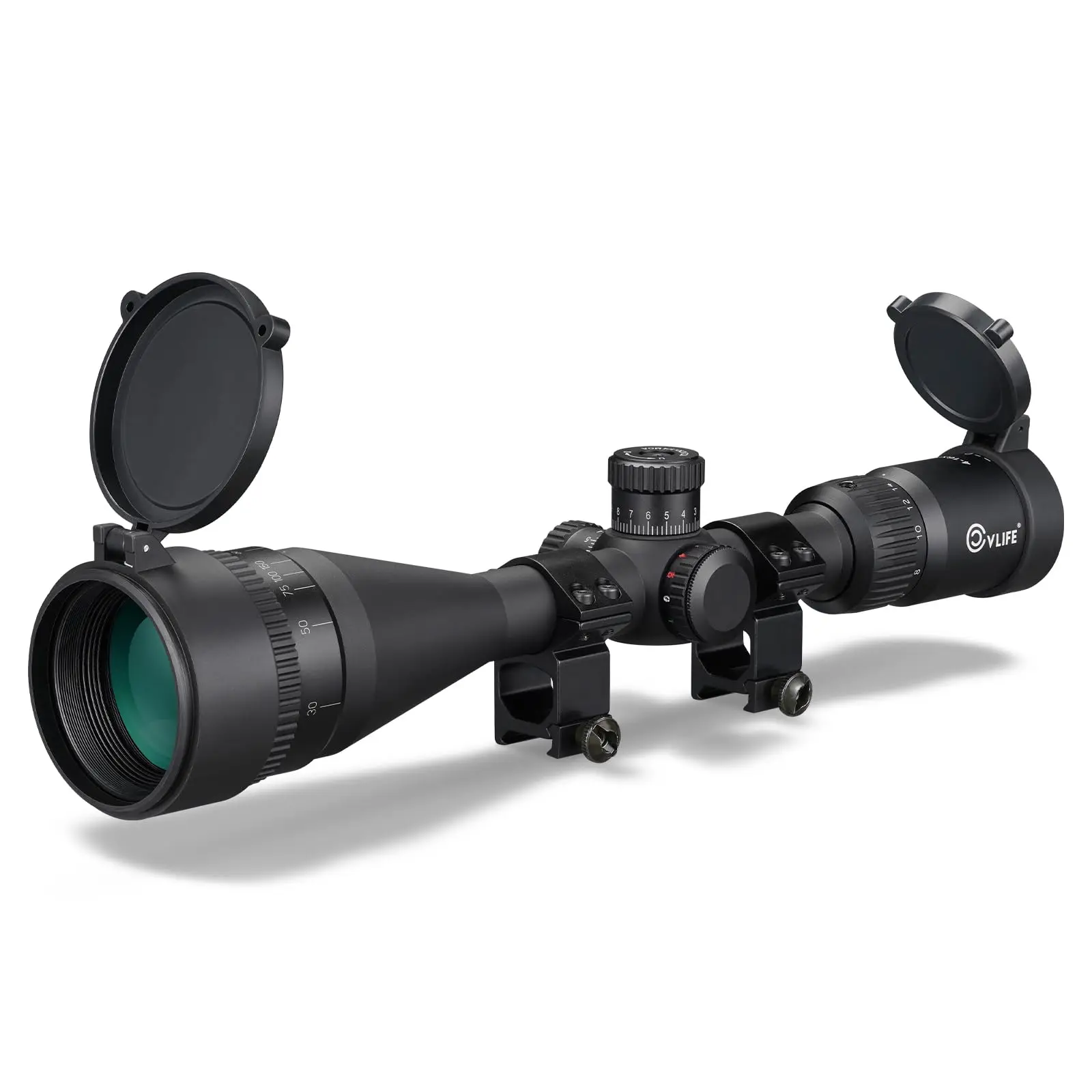 MidTen EagleFeather AO Rifle Scope Medium Long Range Scope with Red/Green Illuminated Mil-dot Reticle Front Parallax 1 inch Tube