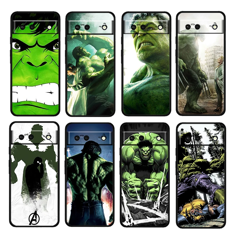 

Marvel Avengers Hero Hulk Shockproof Cover For Google Pixel 7 6 6A 5 4 5A 4A XL Pro 5G Soft Silicone Black Phone Case Coque Capa