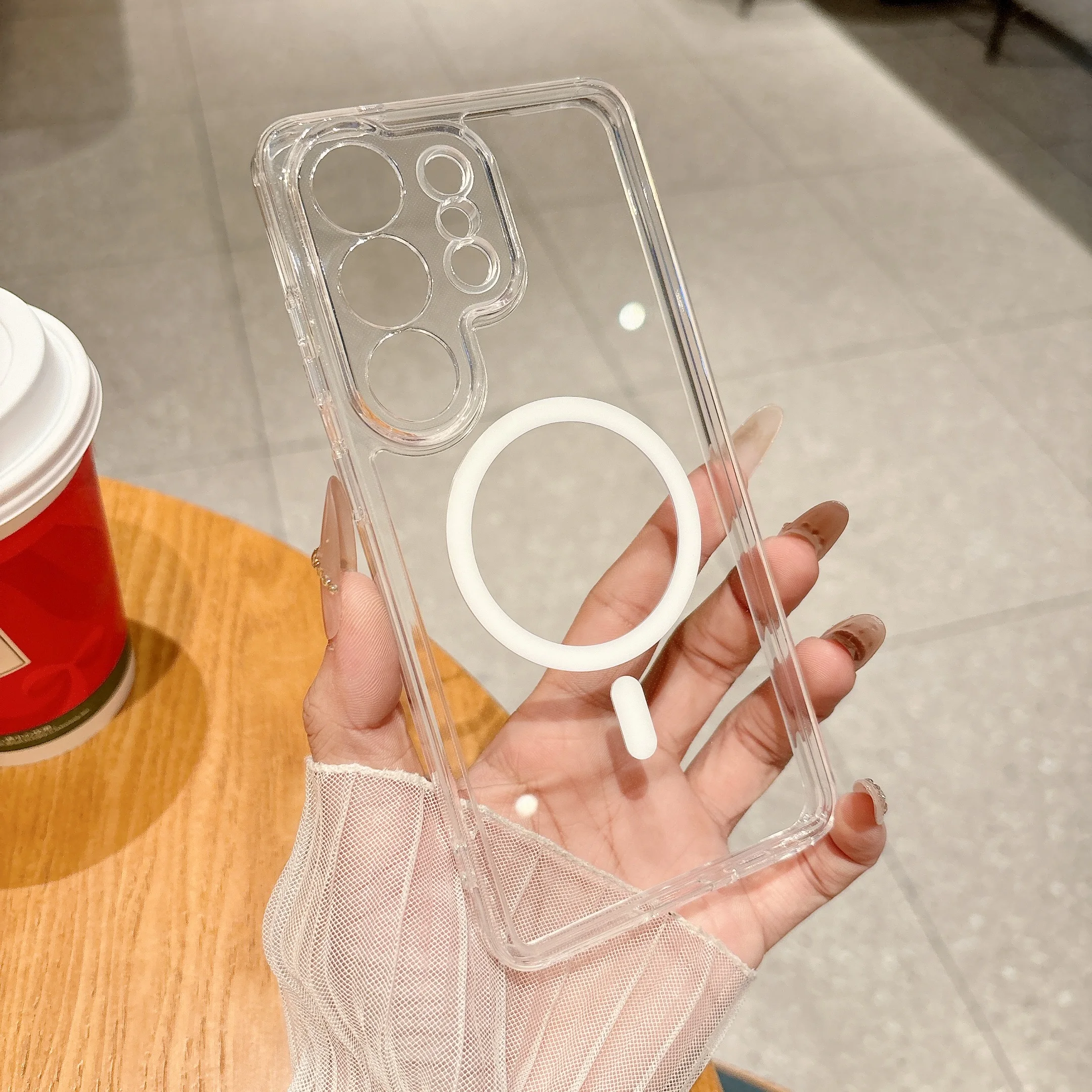 Magnetic Clear Hard Case with Wireless Charging Compatibility