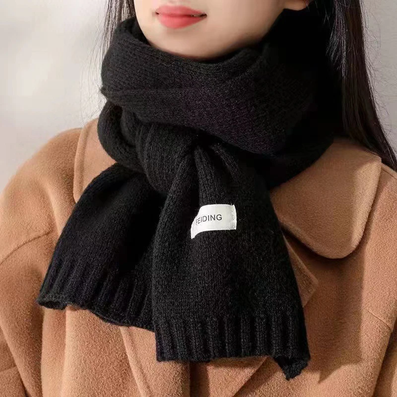 

Однотонный вязаный теплый универсальный маленький шарф в Корейском стиле для студентов зимний мужской шарф женский