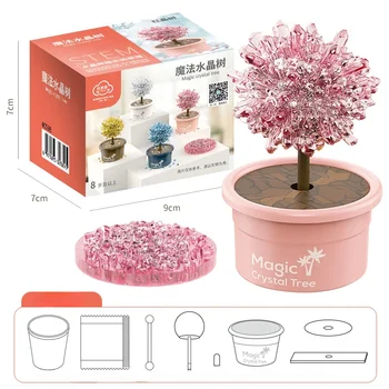 DIY Pink Crystal Planting Tree Magic Handmade Science Experiment Set Funny Tecnologia Educational Science Toys Creative Children Gift 7
