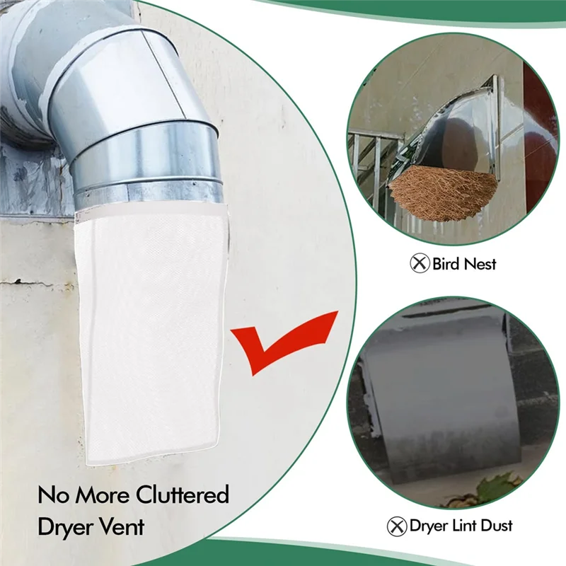 4Pack Dryer Vent Lint Bags Dryer Lint Catcher For Outdoor Vents Capturing And Dust White