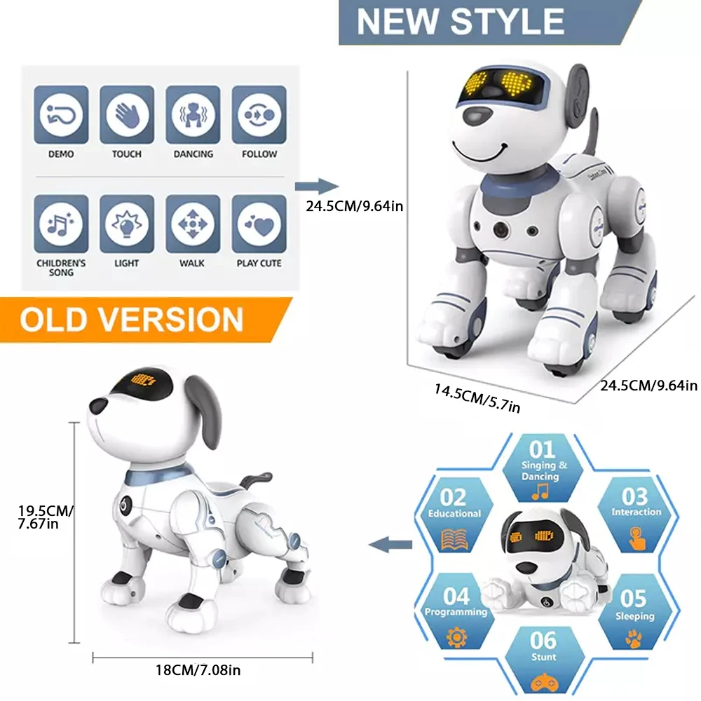 Remote Control Pet Toys Robot Dog Intelligent Robot Dog Remote Control Electronic Sing Dance Follow Smart Interactive Stunt Music Toy Programmable Puppy Kid Gift