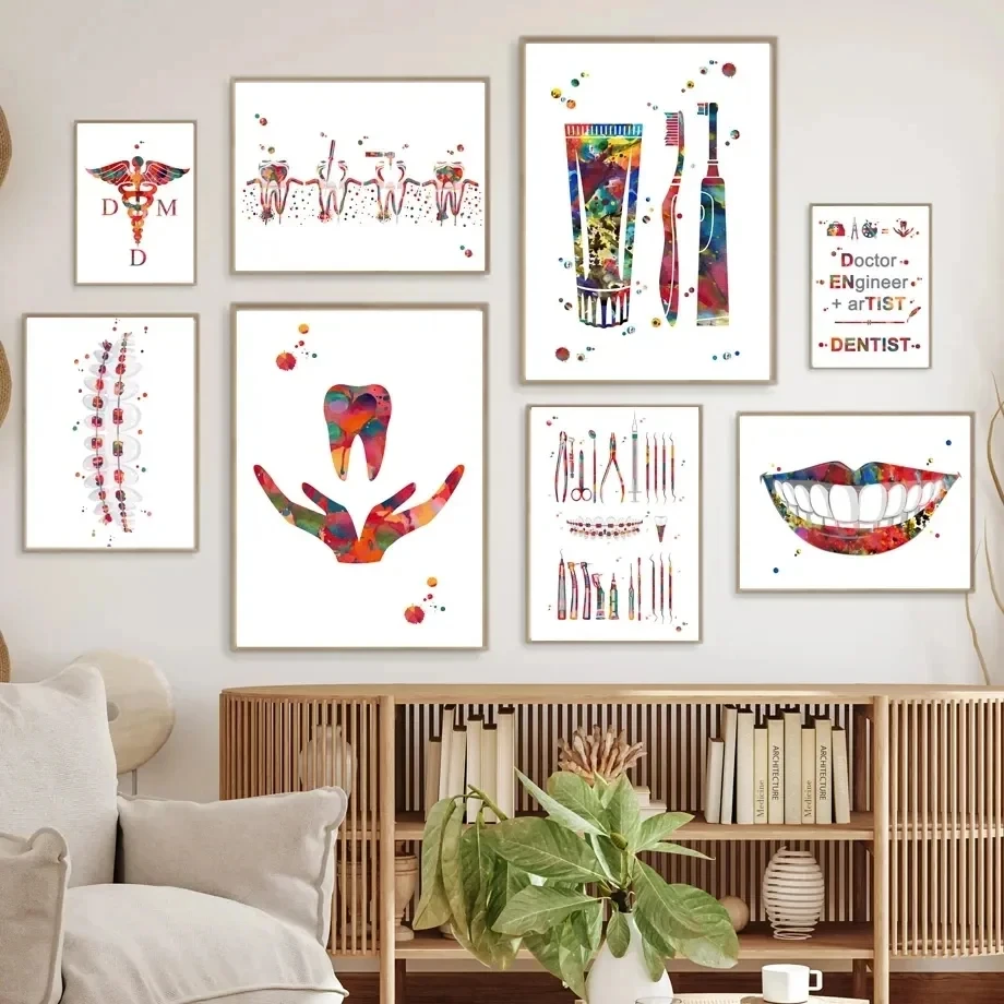 Modern Dental Art - Tooth Implant Anatomy Canvas Poster