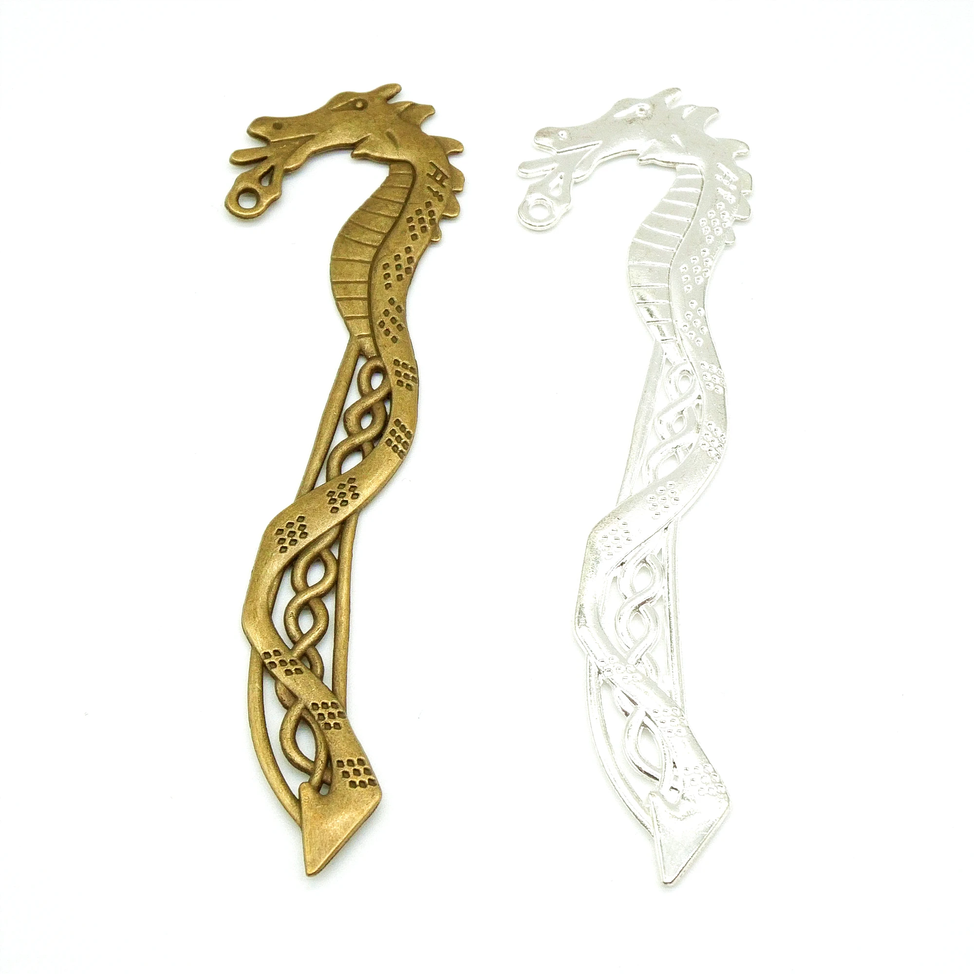 

2 Pcs High Quality Creative Specimens Dragon Bookmark Pendant Metal Book mark Stationery School Office Supply
