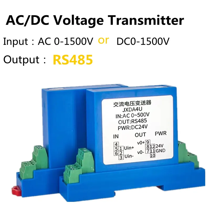 4-20mA 0-10V 0-5V RS485 Output 75mV 380V 1000V 1500V Input  DC Voltage Transducer Hall Voltage Sensor Transmitter Factory Sale