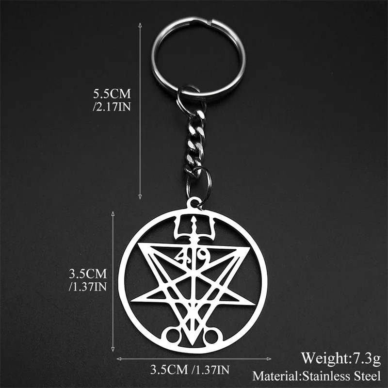 Lucifer Sigil Stainless Steel Keychain - Occult Symbol Key Ring Jewelry