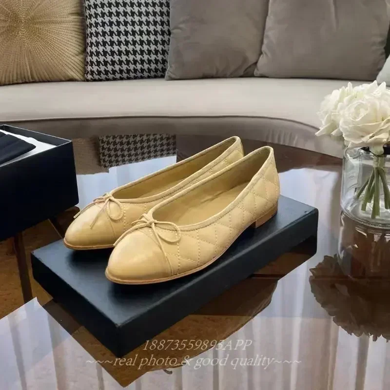 Genuine Leather Women's Slip-On Sandals with Sheepskin Lining - Colorblock Stitching Handmade Flats in Normal Size 5