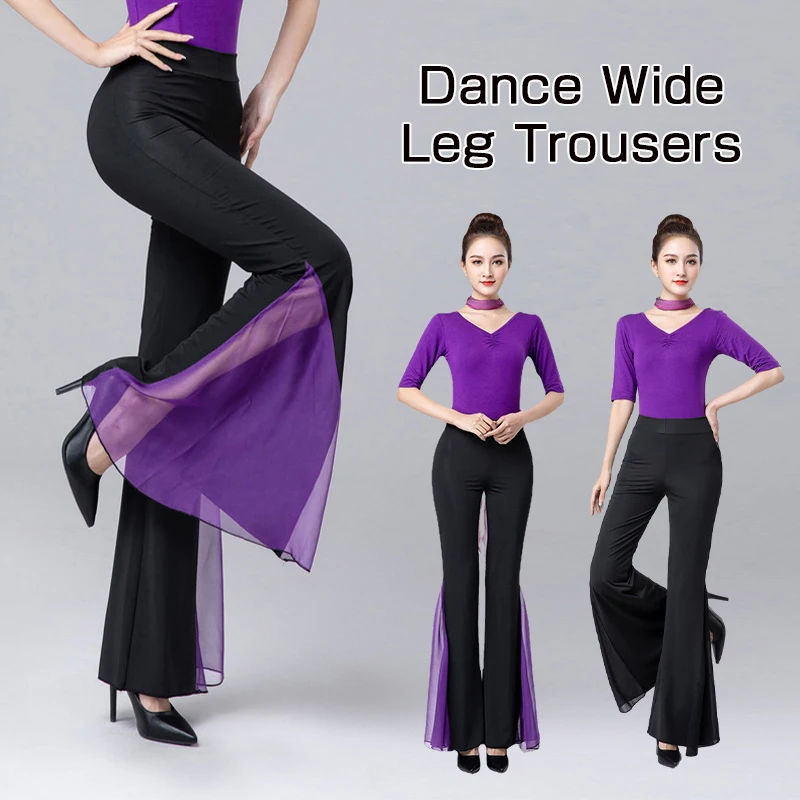 

Modern Dance Pole Elegant Party Pants for Classical Costume Solid Color Ballet Wear Ballroom Practice Wide Leg Trousers