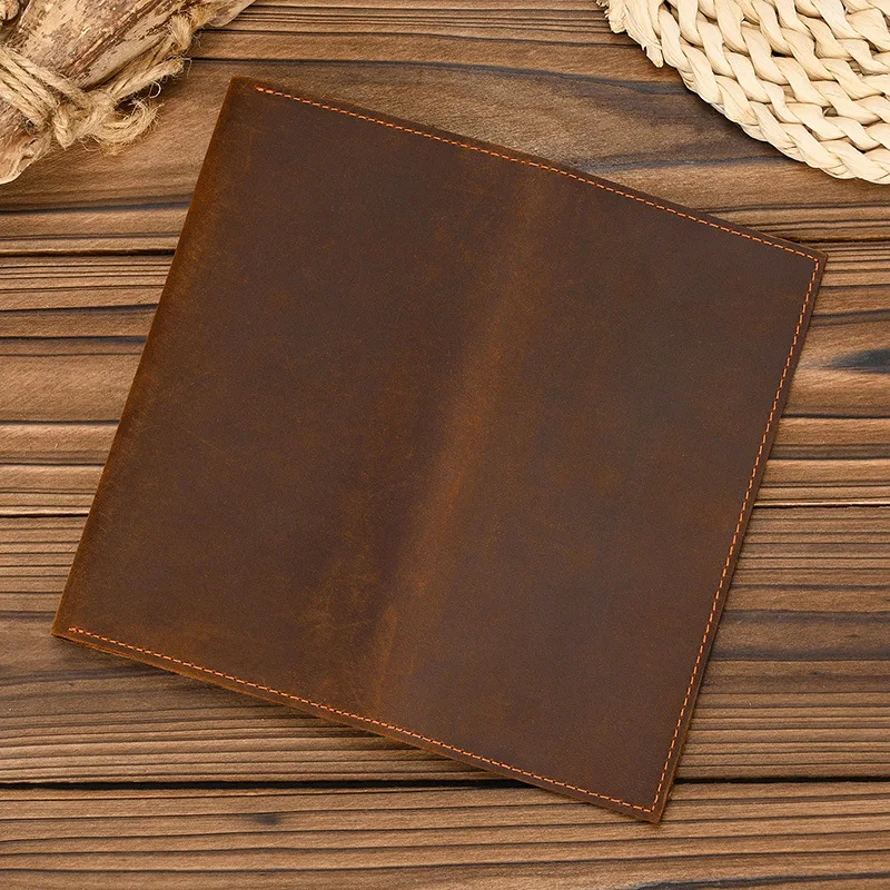 Crazy Horse Leather Long Wallet for Men with Multiple Card Slots, Coin Pocket, and Phone Holder