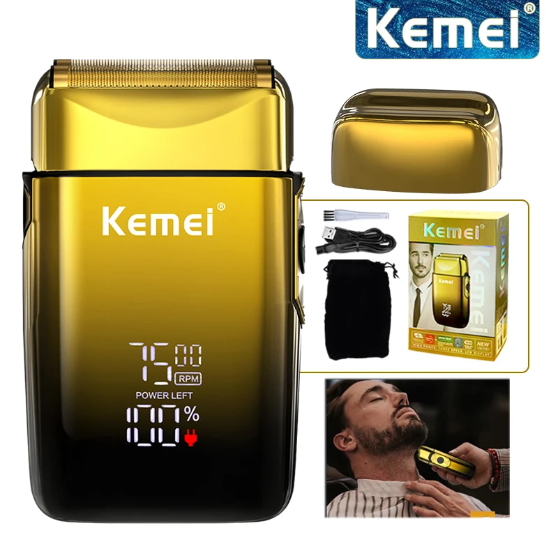 Electric Shaver Kemei 7500 RPM Electric Shaver Professional Hair Beard Razor Rechargeable Beard Trimmer Shaving Cutting Machine for Men KM-TX10